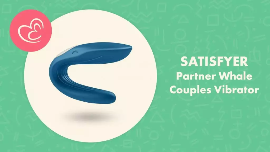 Satisfyer Partner Whale couples vibrator in blue silicone with dual motors for G-spot and clitoral stimulation